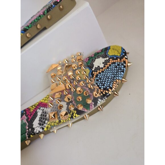 Cape Robbin Rainbow Snakeskin Spike Studded Clear Slip On Slide Sandals Shoes 7 - Picture 2 of 9